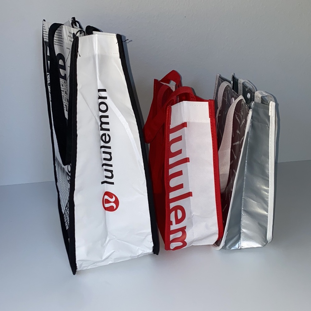 3 Lululemon Tote Bags Black and white, red, silver - Picture 8 of 8